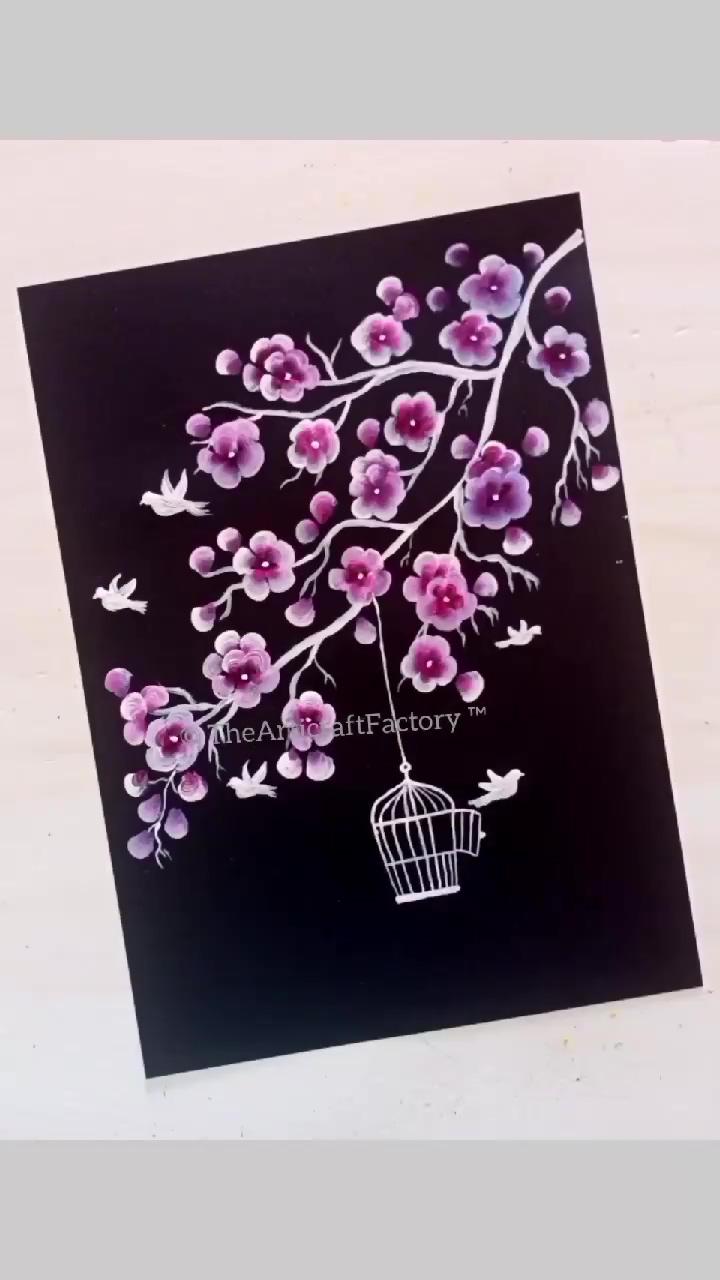 Vchitr beautiful floral tutorials | beautiful round brush flower painting acrylic painting