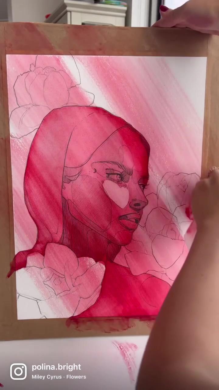 Vulcan magnolia by polina bright | watercolor art lessons