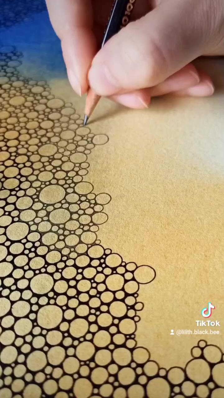 1 minute time lapse circle doodles drawing | abstract mixed media acrylic markers, ink and graphite doodles artwork, cellular inspired painting