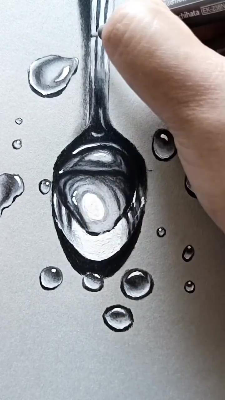 A spoon of water | lemon tea drawing - classic colour pencil greebel