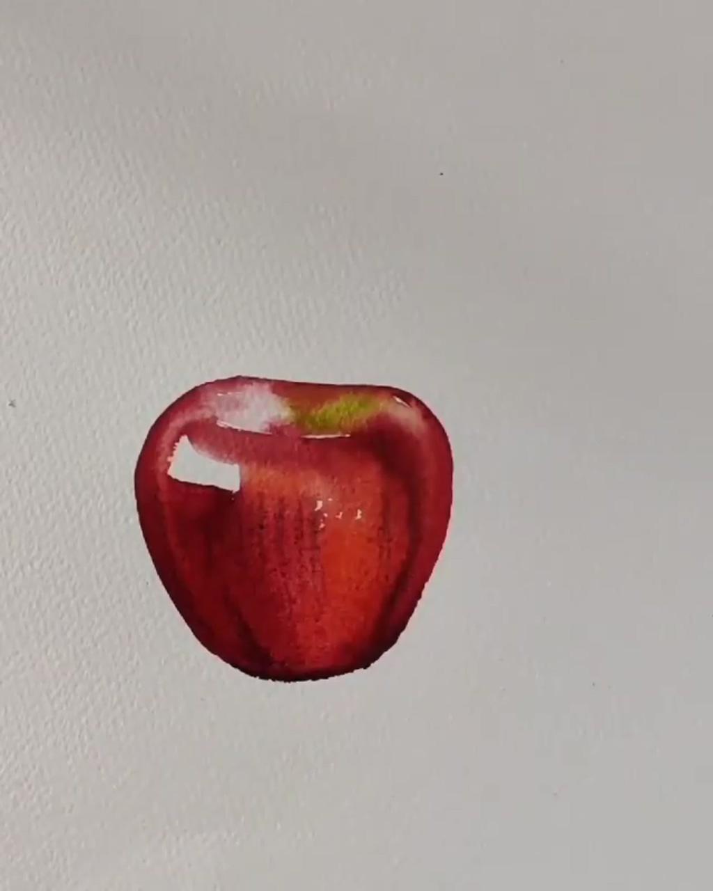 Apple watercolor tutorial, watercolor painting idea; watercolor beginner