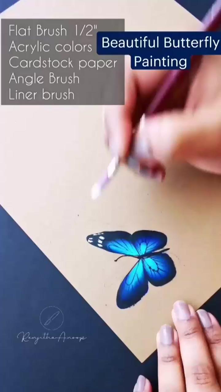 Beautiful butterfly painting acrylic painting; amazing and small flowers / one-stroke painting