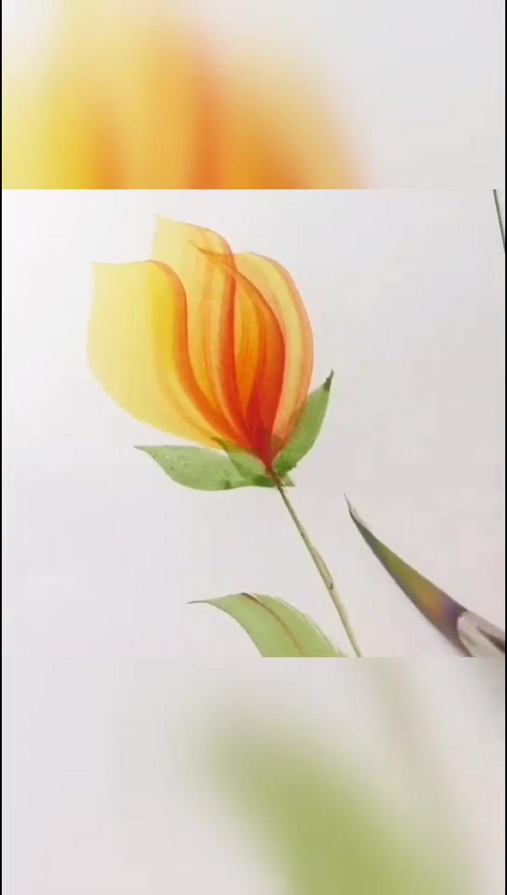 Beautiful flower drawing; painting art lesson