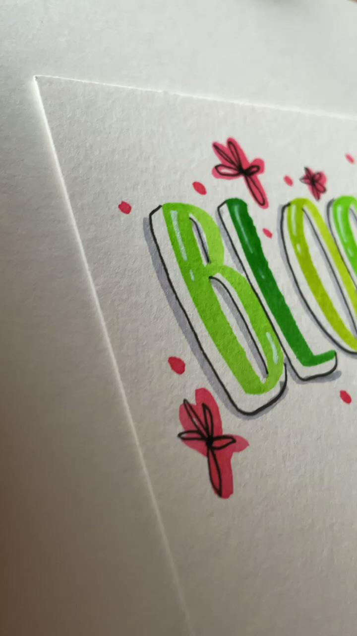 Bloom hand lettering and watercolor and calligraphy using brush pens | ghost dinner