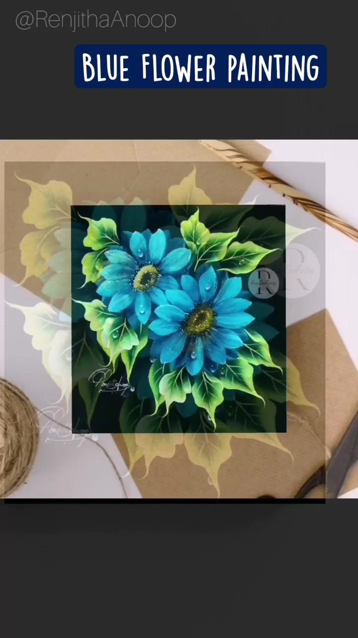 Blue flower painting acrylic painting flowers; easy ways to draw a flowers - learn how to draw a flowers