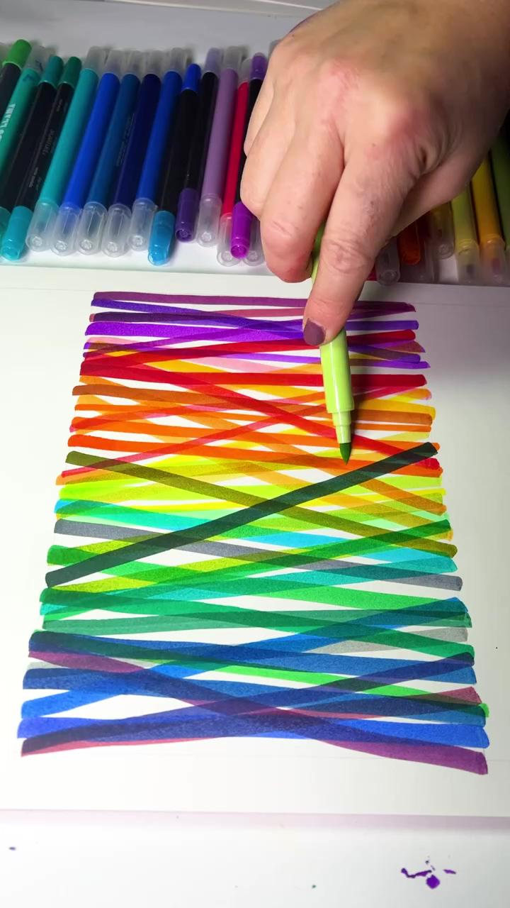 Bright marker striped pattern | watercolour pattern grid