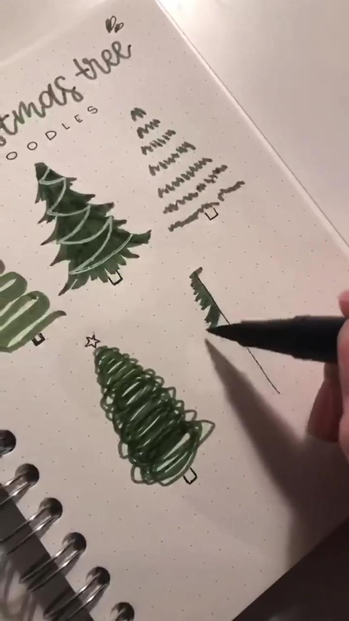 Christmas tree doodles; creating a bullet journal