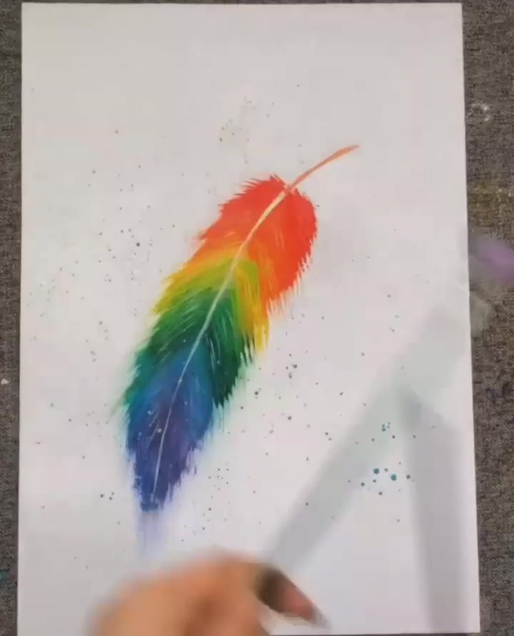 Colorful feather oil painting tutorial | art painting tools