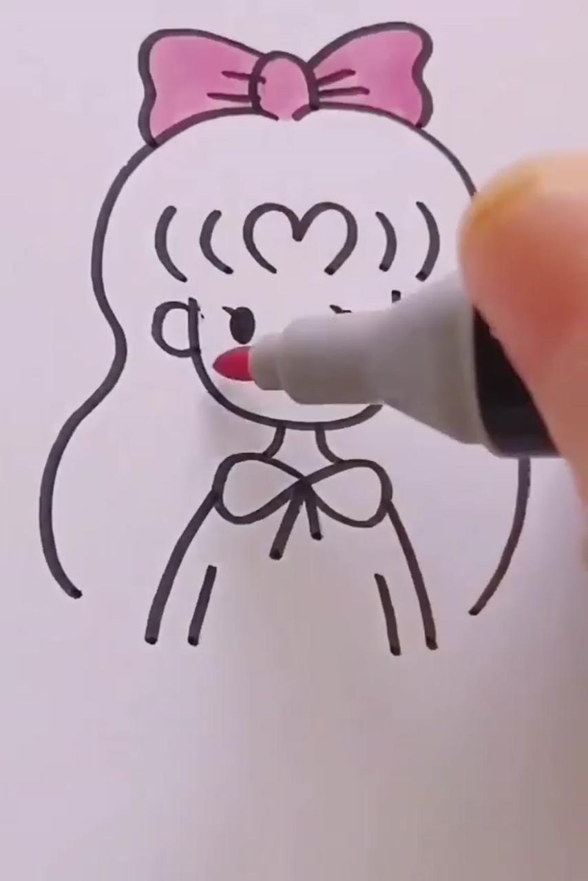 Cute girl easy trick to draw; easy 3d drawing