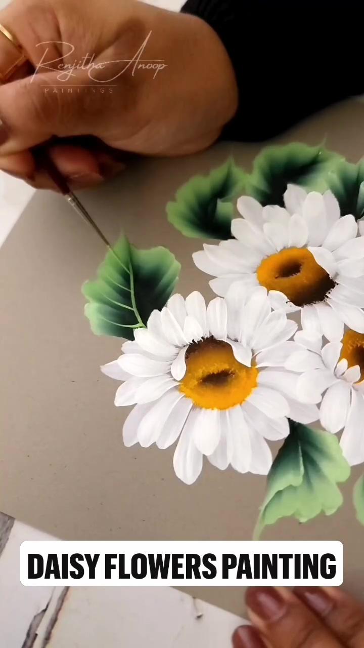 Daisy flowers painting acrylic painting; how to draw beautiful green flower with artbeek acrylic