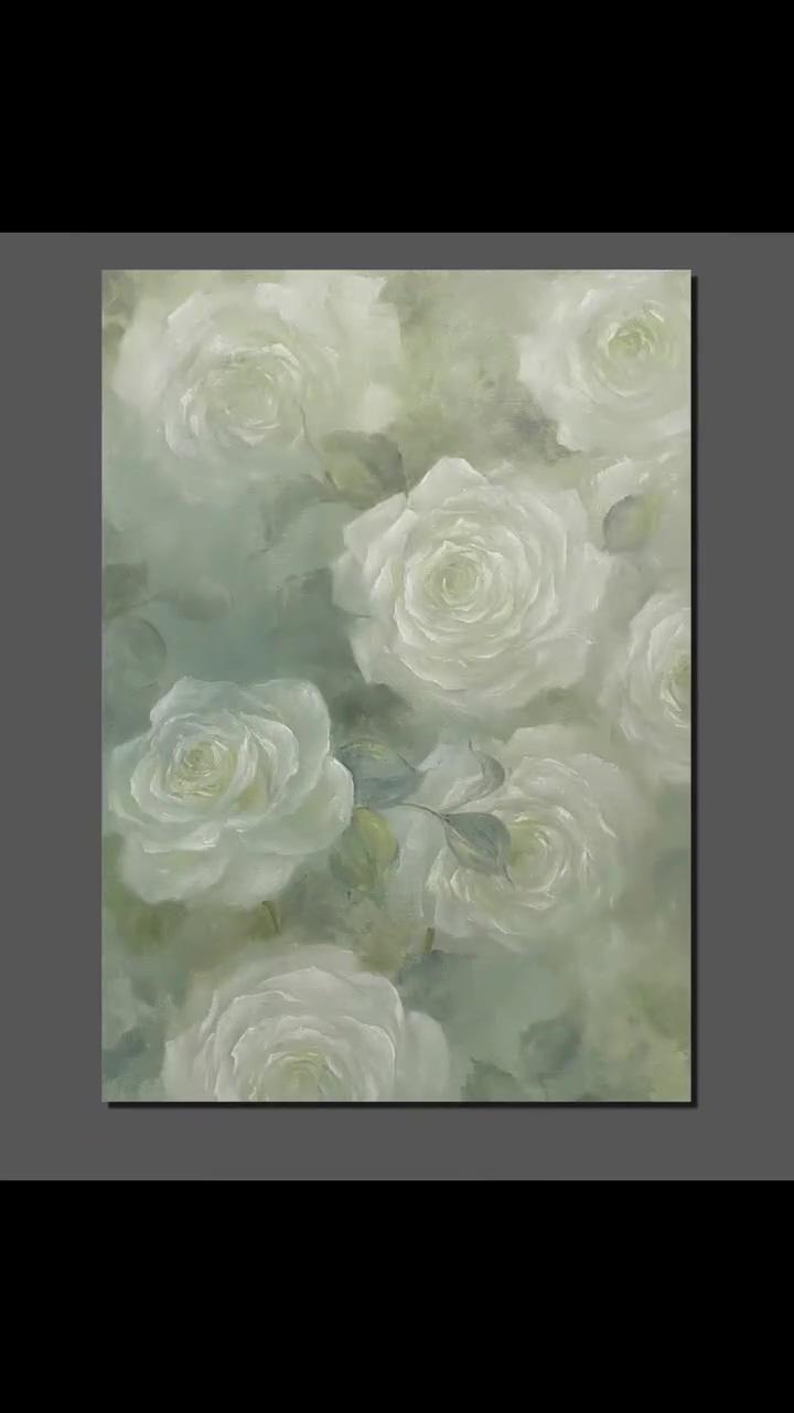 Dew drop tulips, original oil painting; canvas art painting acrylic