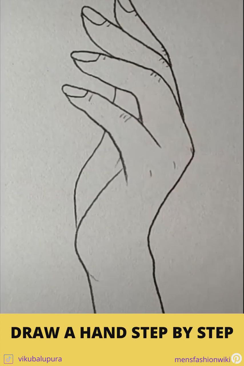 Draw a hand step by step; pencil sketches easy