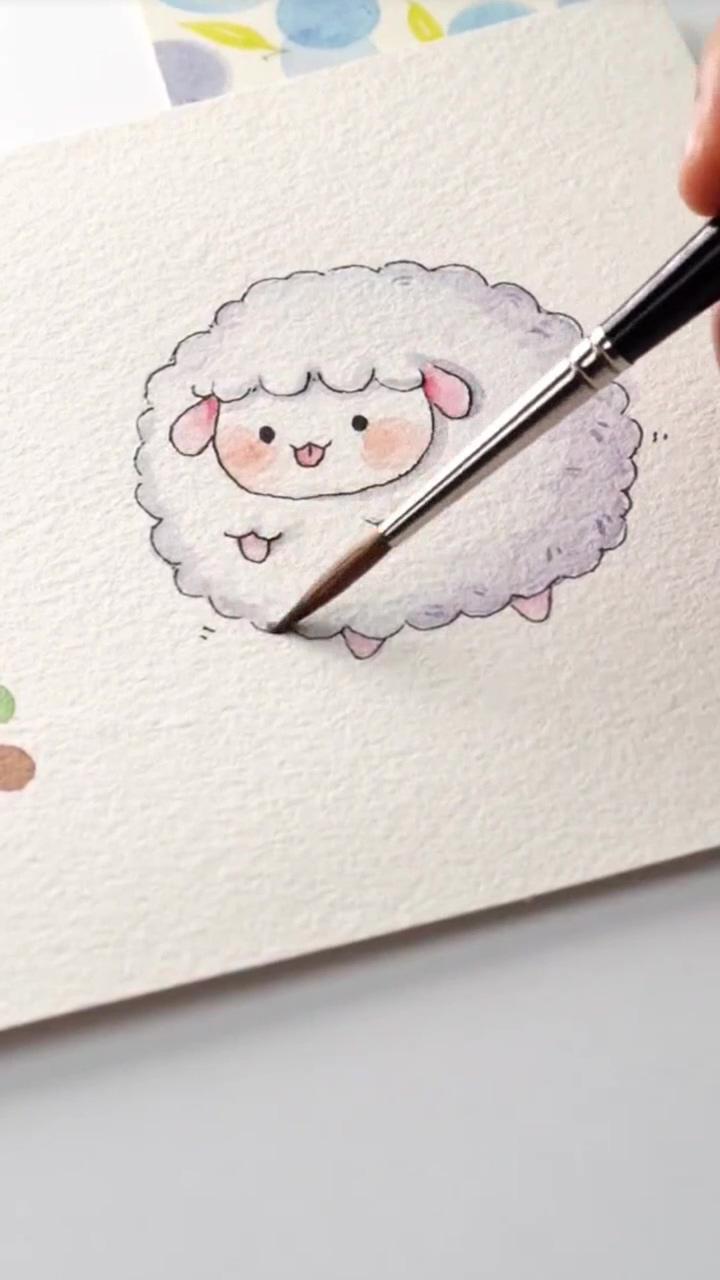 Draw watercolor sheep | lettering drawing