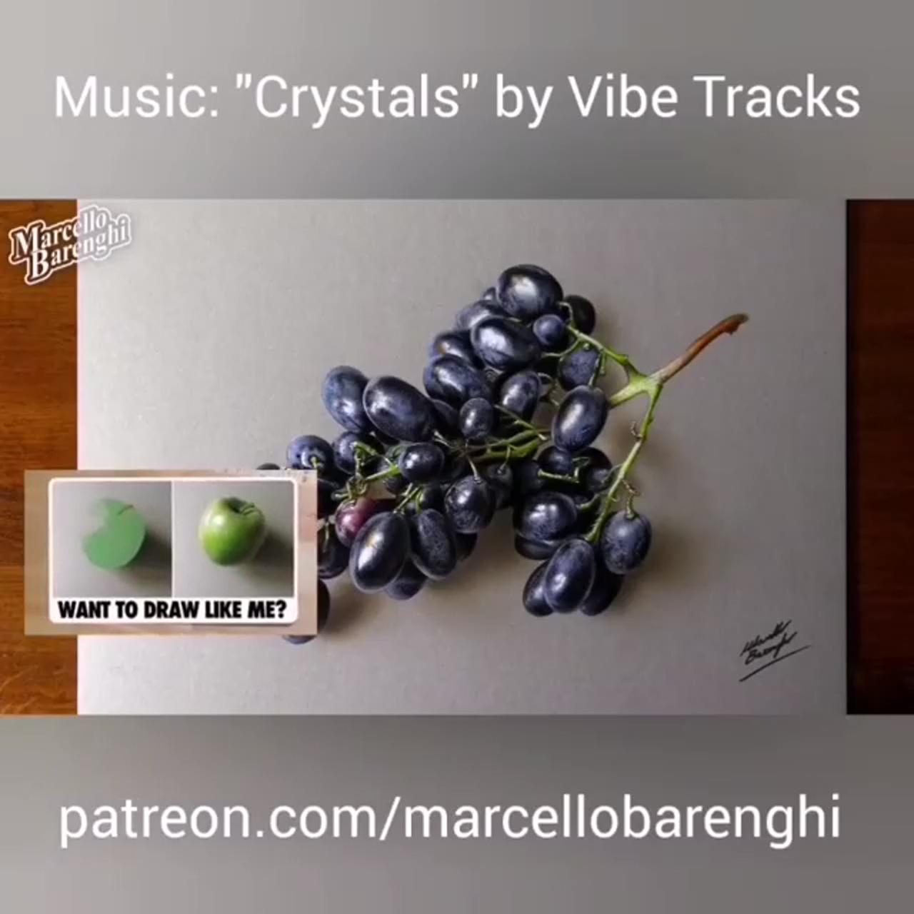 Drawing realistic grapes marcellobarenghi | 3d water drop drawing step by step