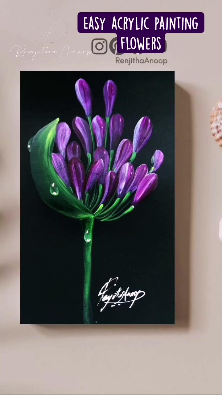 Easy acrylic painting flowers | round brush flower painting acrylic painting flowers