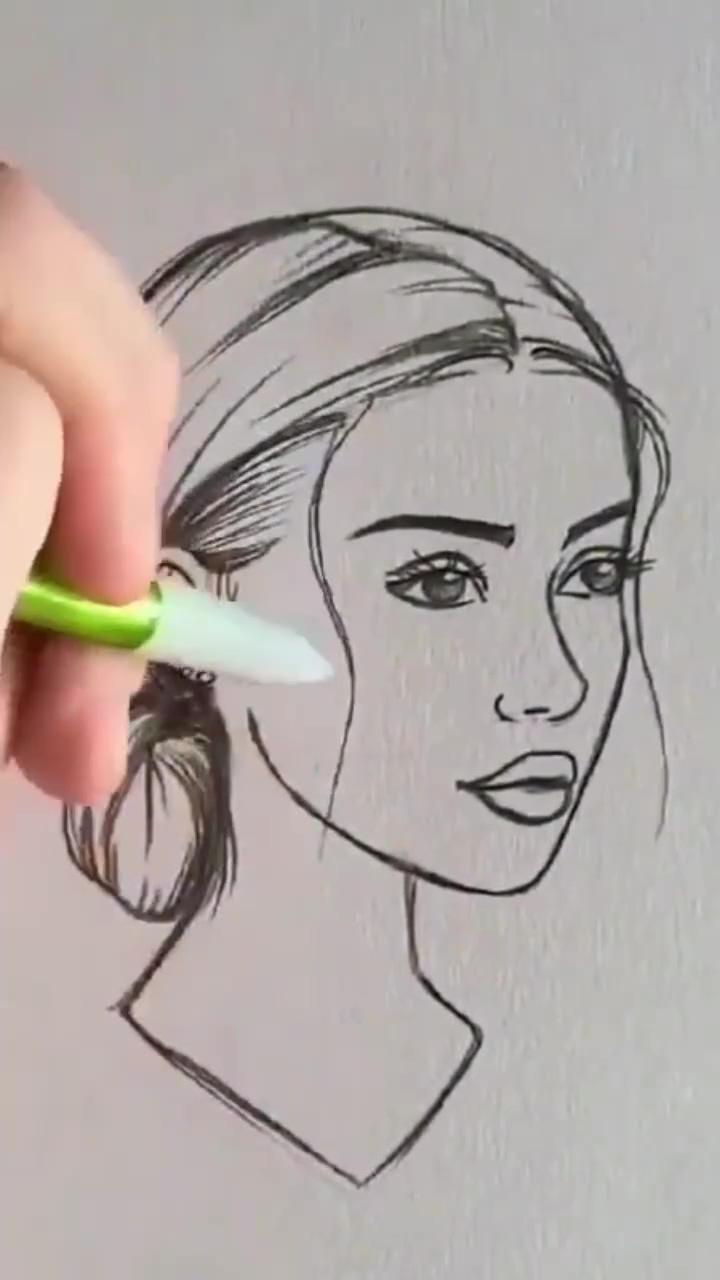 Easy beautiful girl face drawing | gel pen drawing ideas easy - 66 cool and easy things to draw when bored