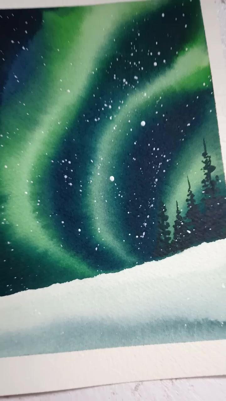 Easy watercolor northern lights | drawing prompts: how to use drawing prompts to spark your imagination