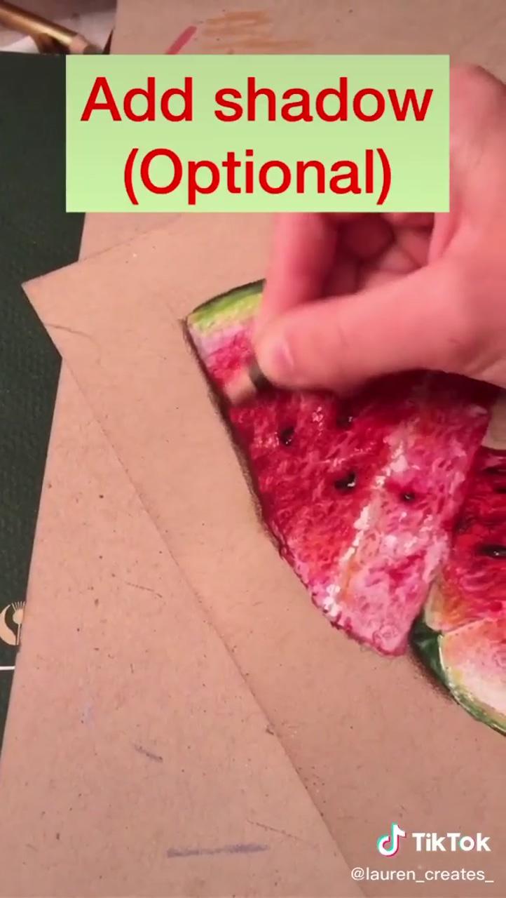 Easy watermelon tutorial; fruit art drawings
