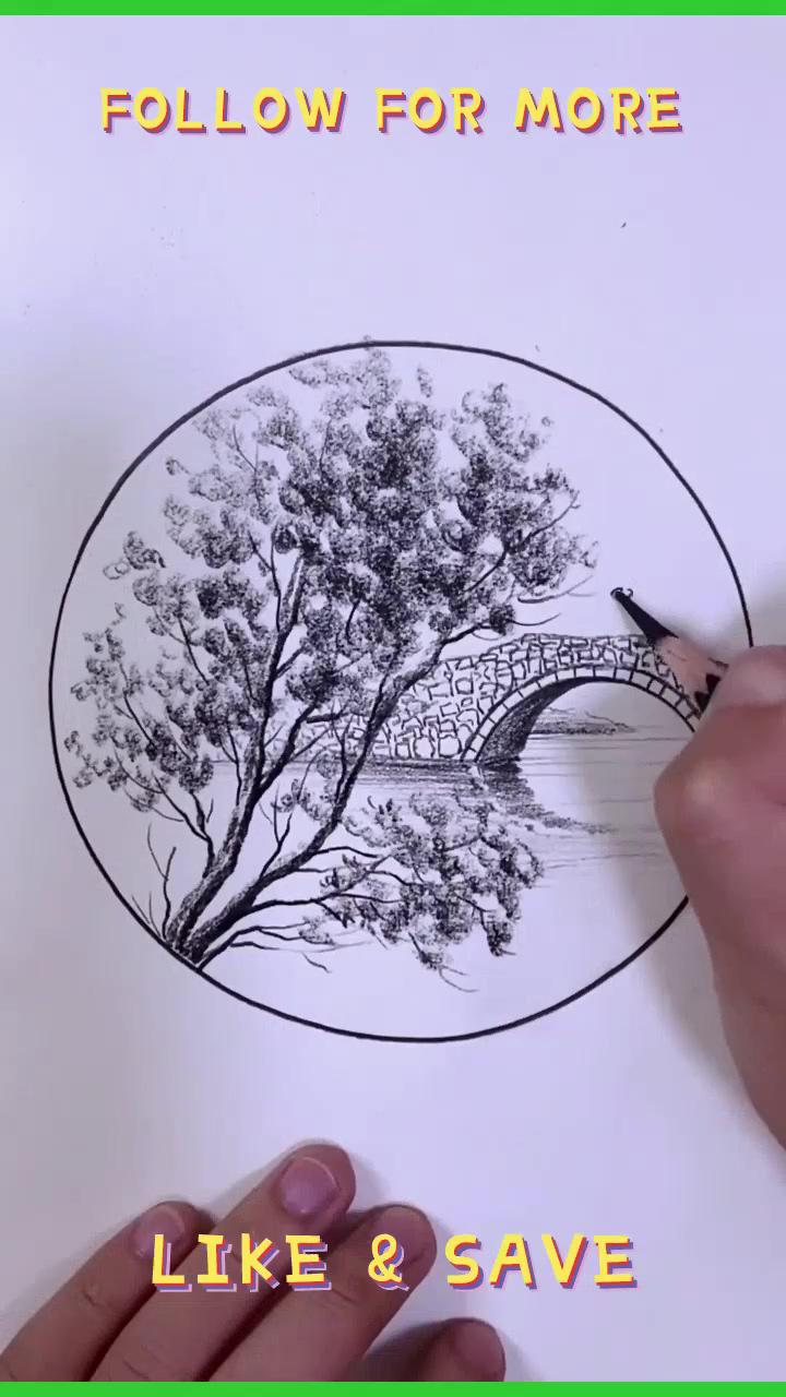 Easy ways to draw a landscape - learn how to draw a landscape; the correct way to draw a flower-suitable for beginners of sketching