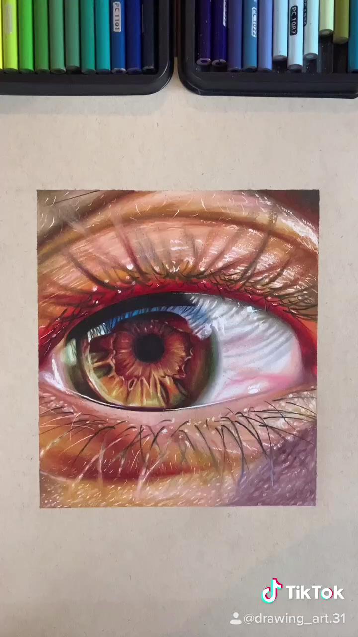 Eye drawing tiktok- drawing_art. 31 | colored pencil drawing techniques painting art by rainbowmastery