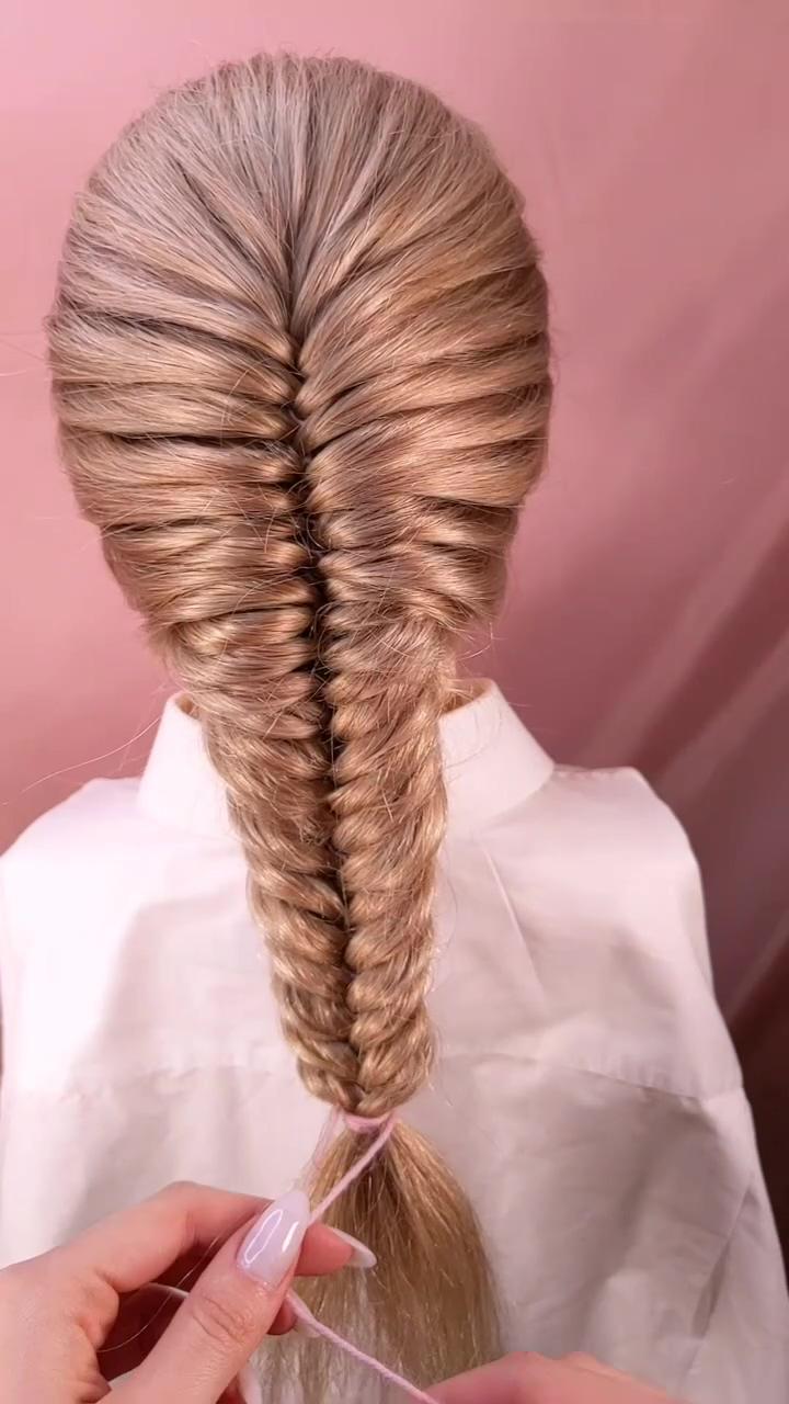 Faux fishtail braid; hair up styles