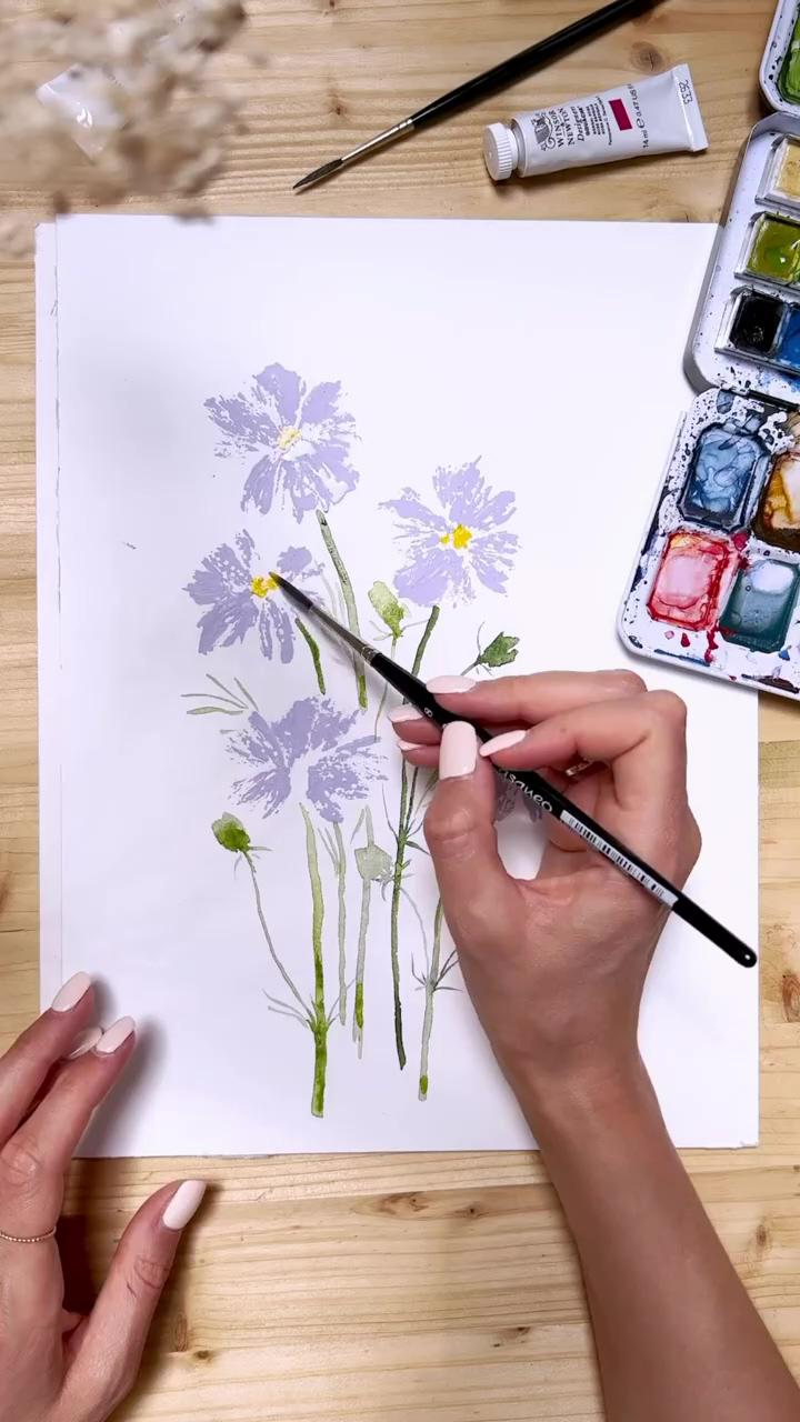 Flower painting techniques; abstract watercolor tutorial