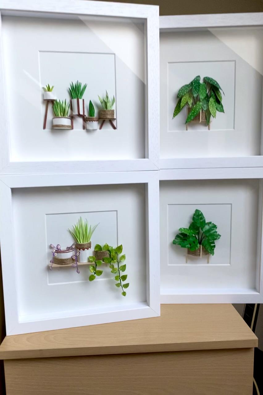 Hand painted paper houseplants diorama and greeting by craftifact; diy creative crafts