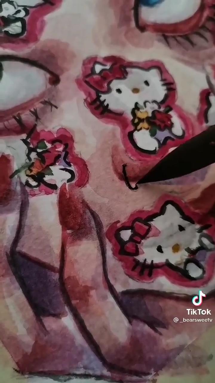 Hello kitty girl drawing inspo i guess | book art drawings