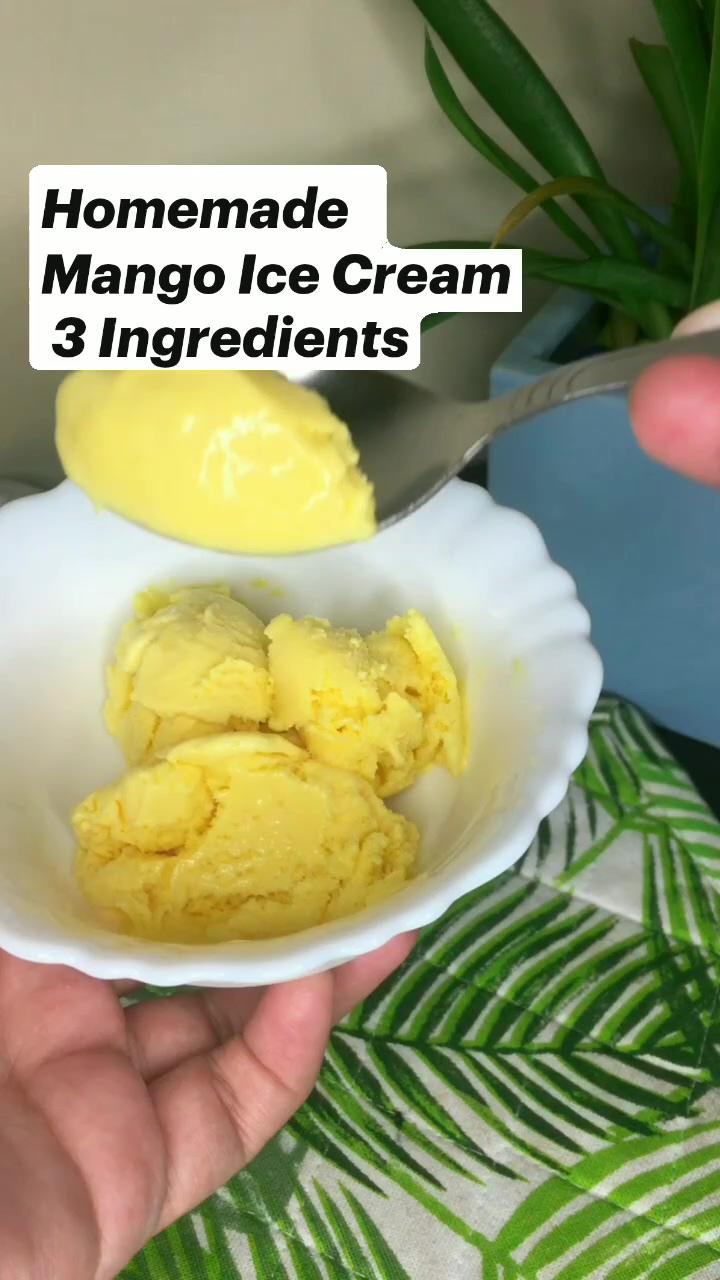 Homemade mango ice cream 3 ingredients | easy baking recipes desserts