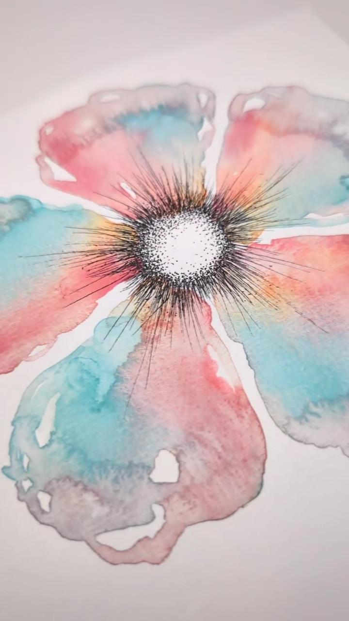 How i paint easiest flower from dots | learn watercolor painting