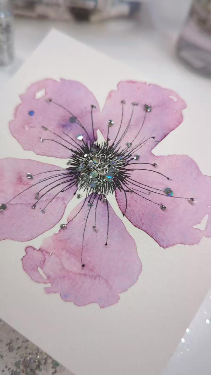 How i paint easy and pretty flower; limited edition sparkle art prints