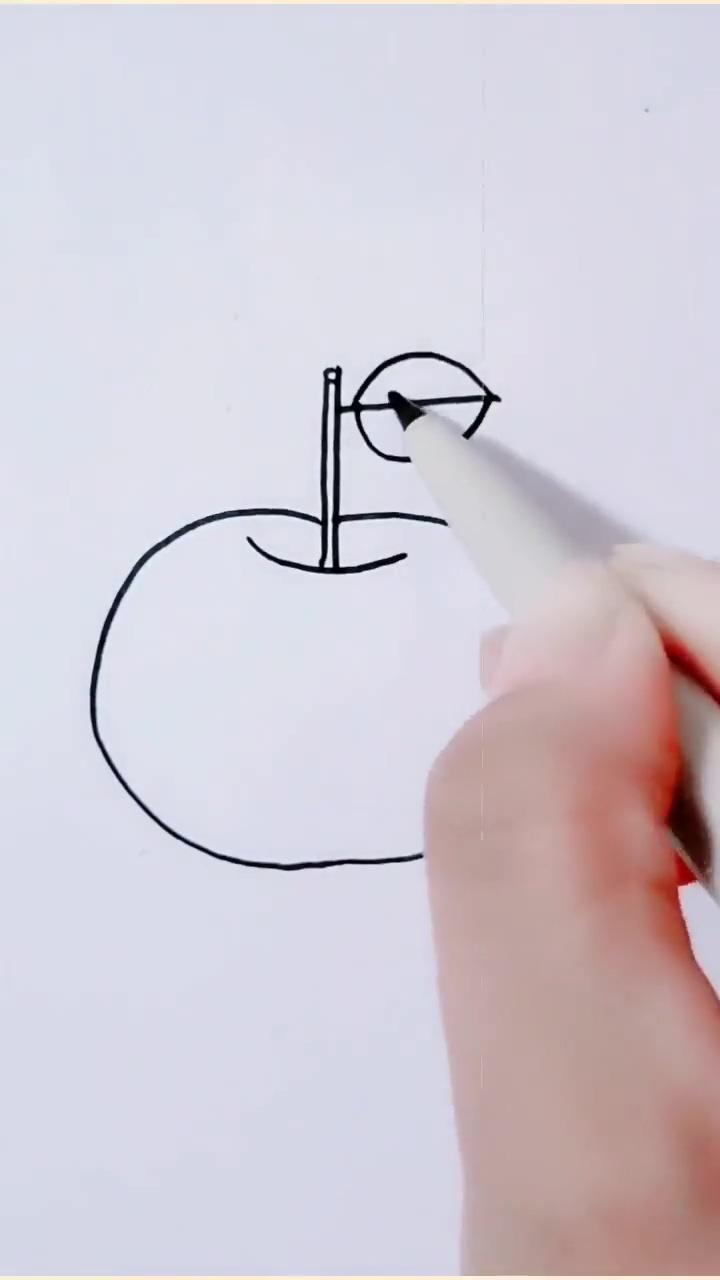 How to draw a apple - step by step instructions; cute easy drawings for kids - pinterest drawings ideas