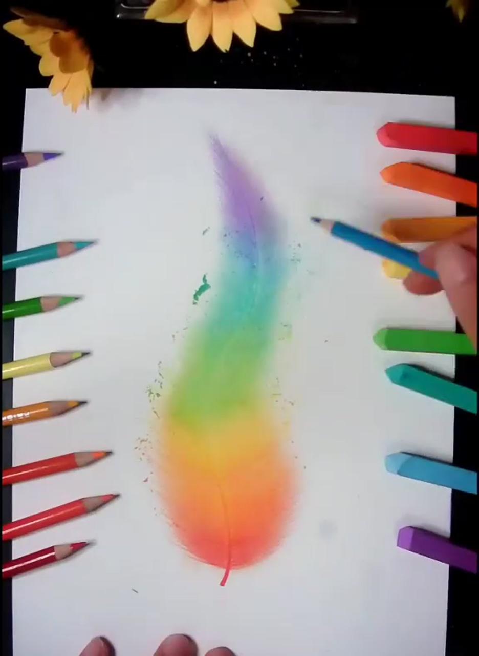 How to draw a beautiful quill | oil pastel drawings easy