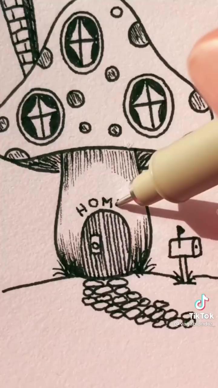 How to draw home sweet home; easy love drawings