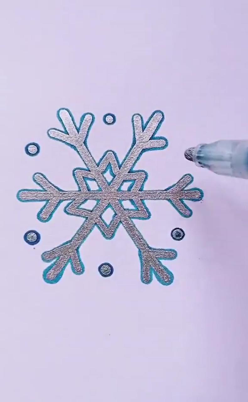 How to draw snowflake; pen art drawings