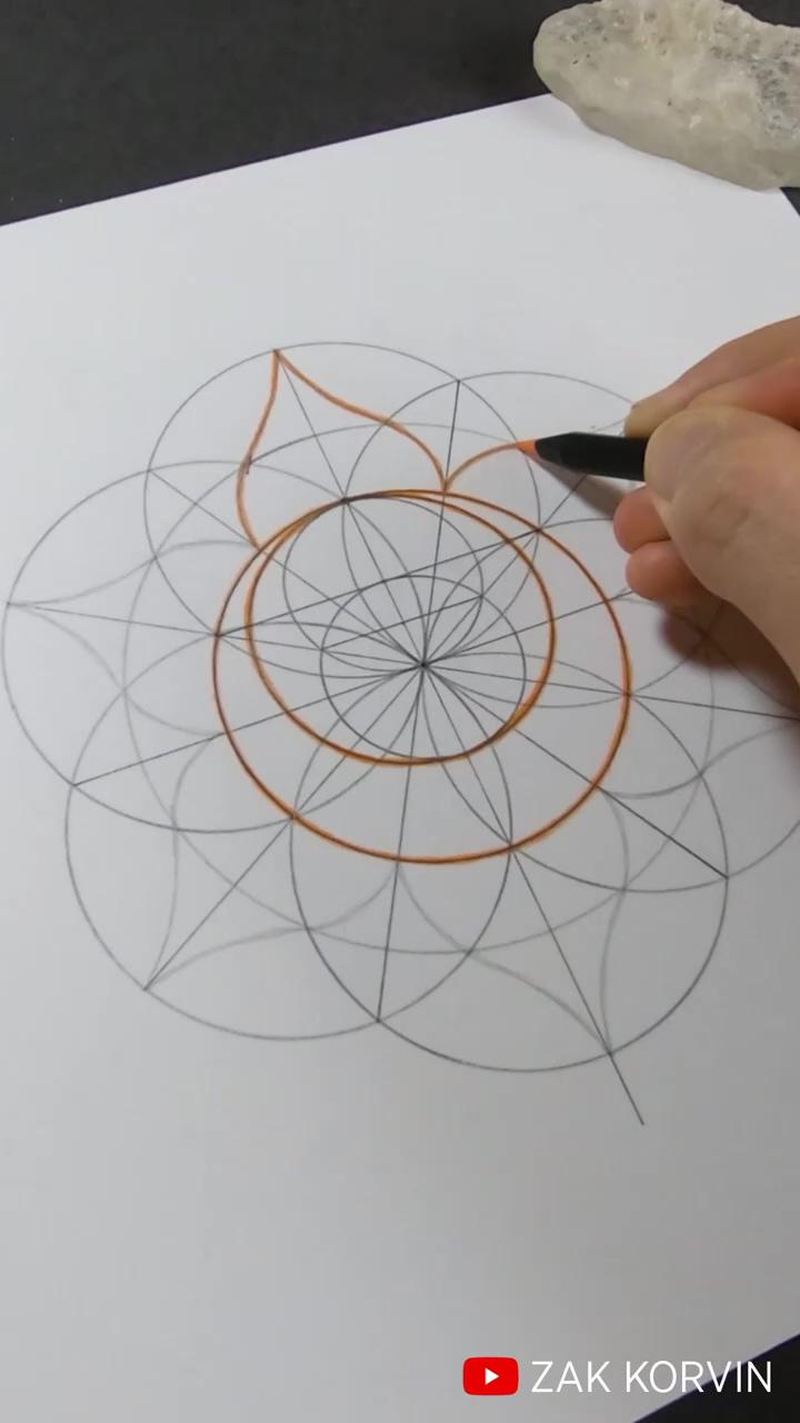 How to draw the sacral chakra using sacred geometry, step by step tutorial | how i draw feather with dry pastels