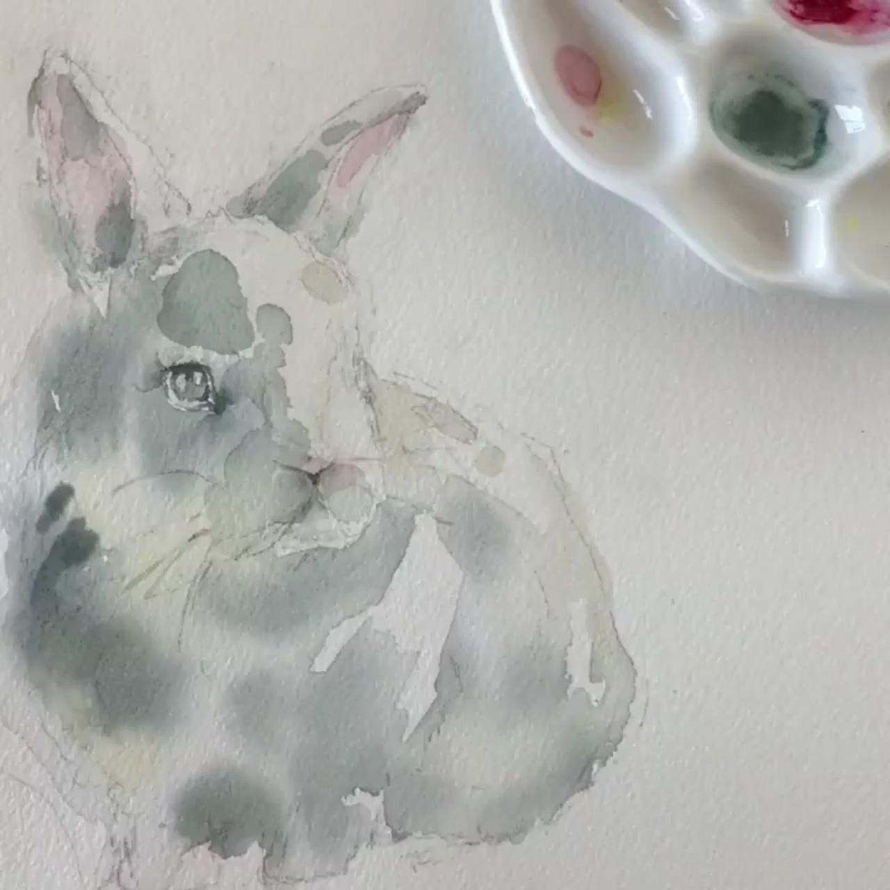How to paint beginner watercolor tutorial | bunny watercolor