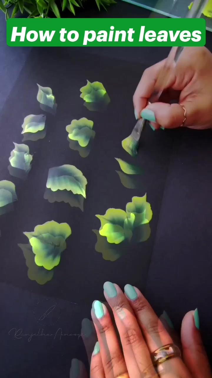 How to paint leaves | step by step flower painting acrylic painting