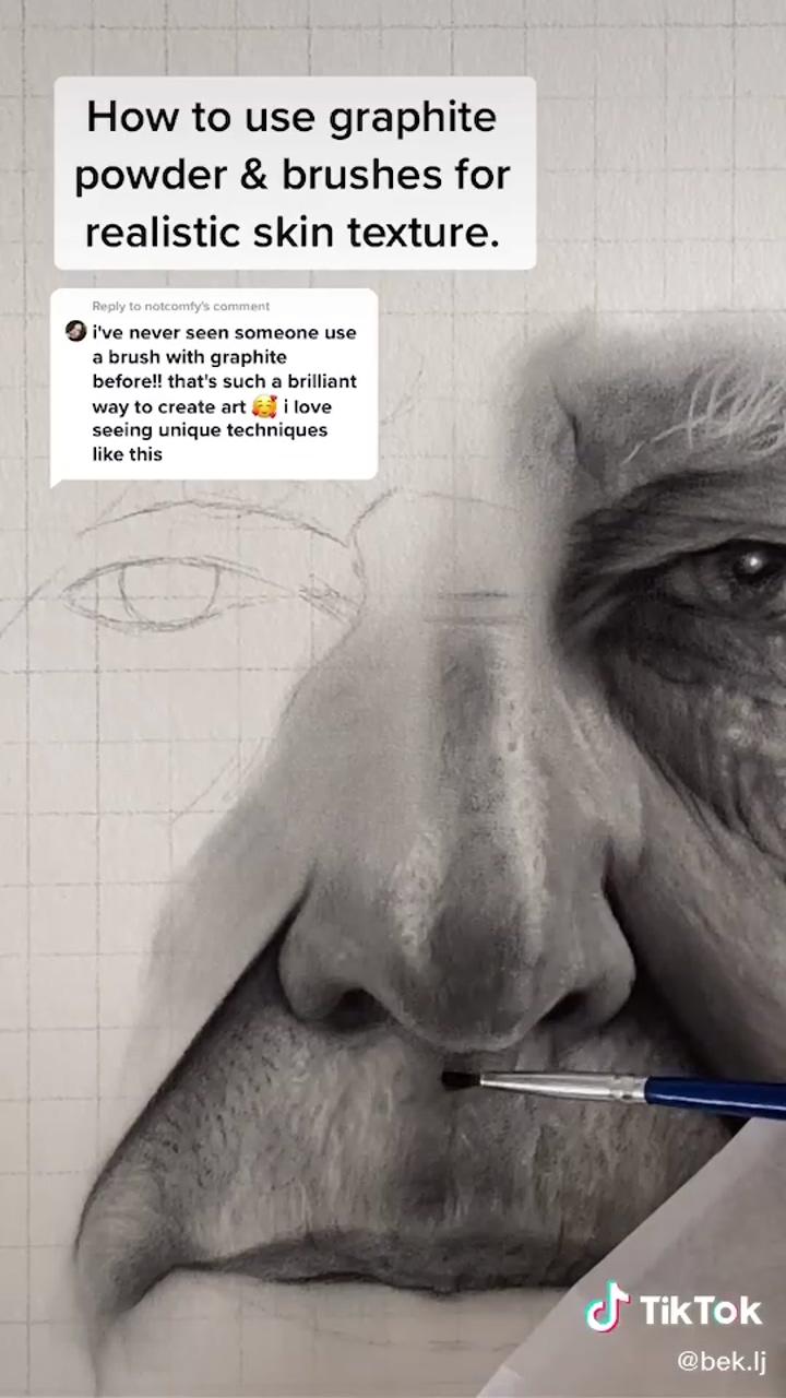 How to use graphite powder and brushes for realistic skin texture | realistic pencil drawings