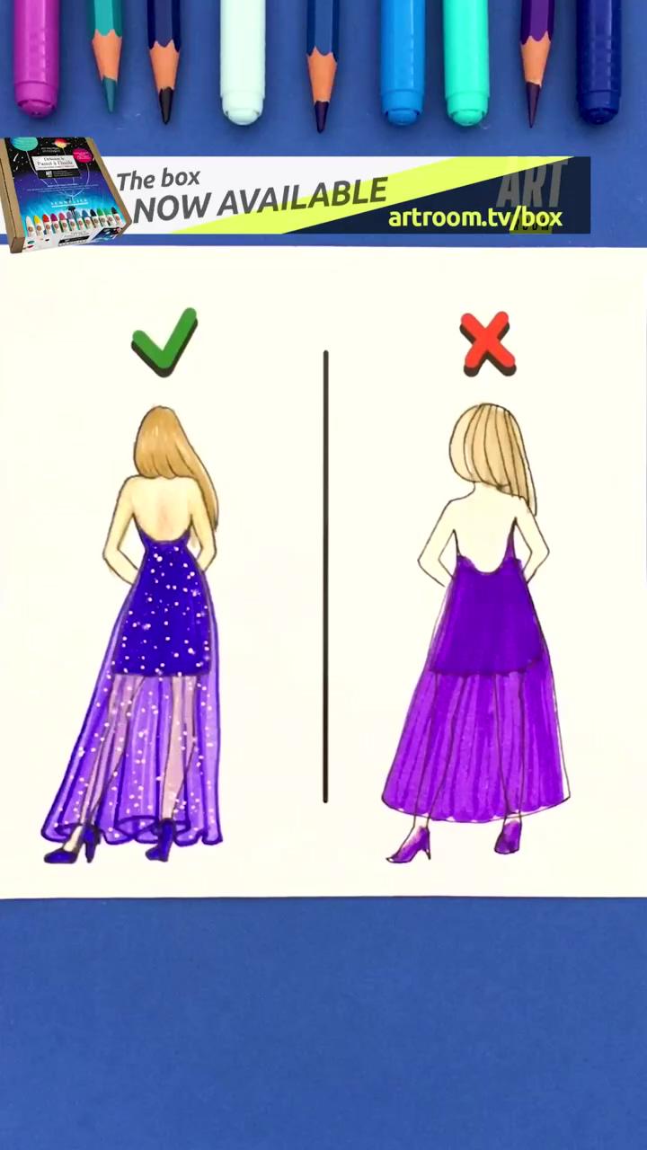 I show you how to draw a perfect designer dress; let me show you how to blend pastels like a pro 