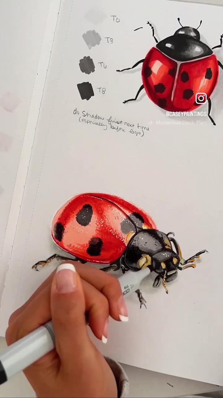 Insect drawing with markers - like for more; cherry lips
