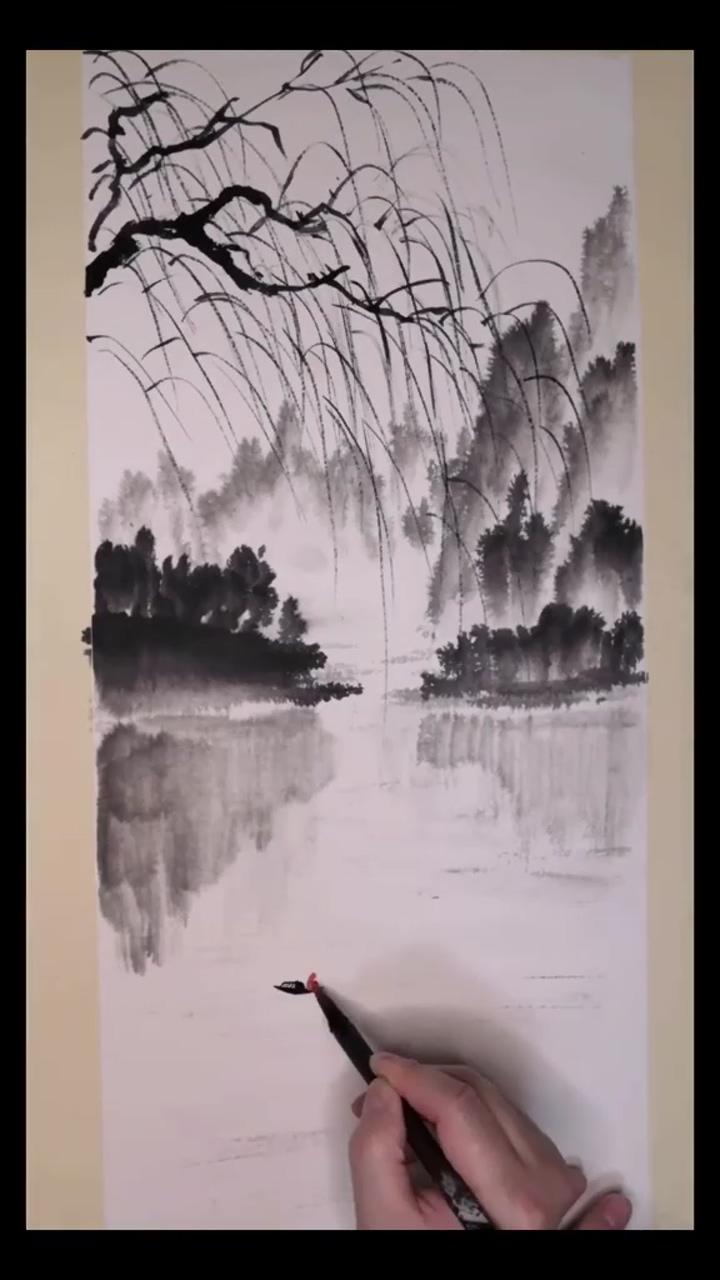 Japanese ink painting; sumi e painting