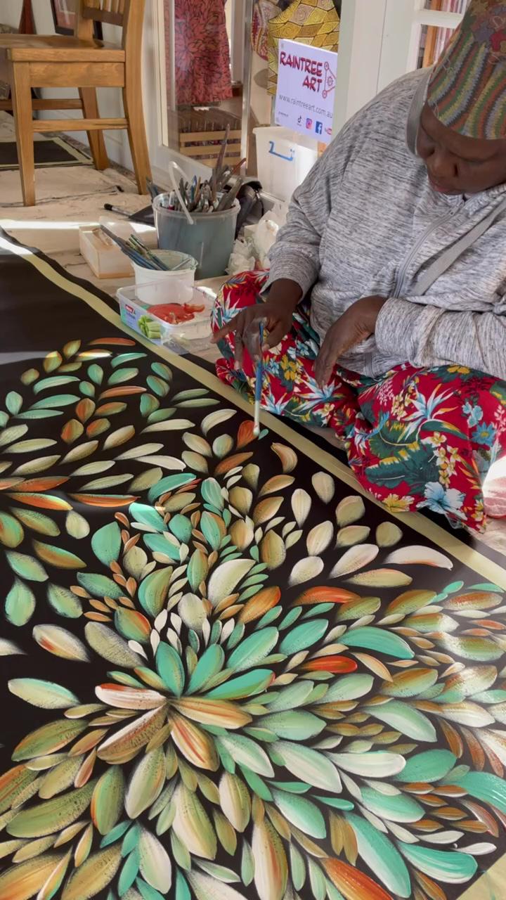 Louise numina painting bush medicine leaves | hand printed poppy wildflower tote bag