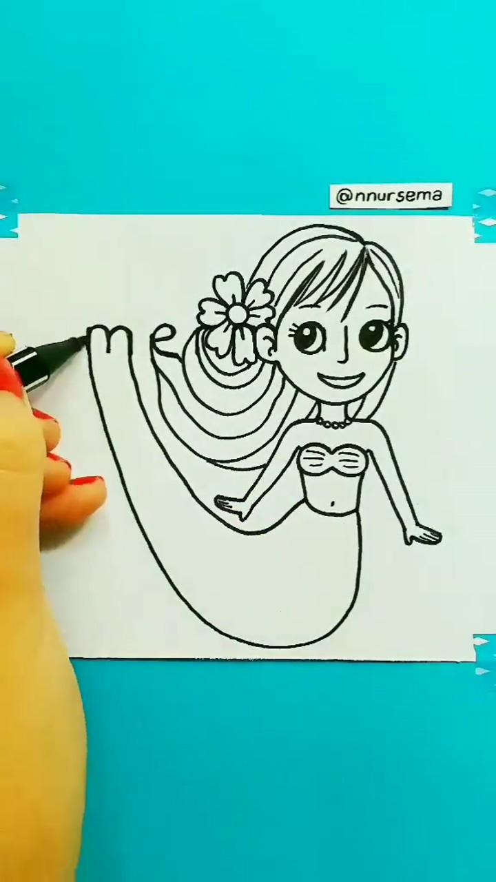 Mermaid craft, how to draw a mermaid, diy mermaid drawing art guide, summer crafts for kids; true + luscious super moisture lipstick - vegan and cruelty free