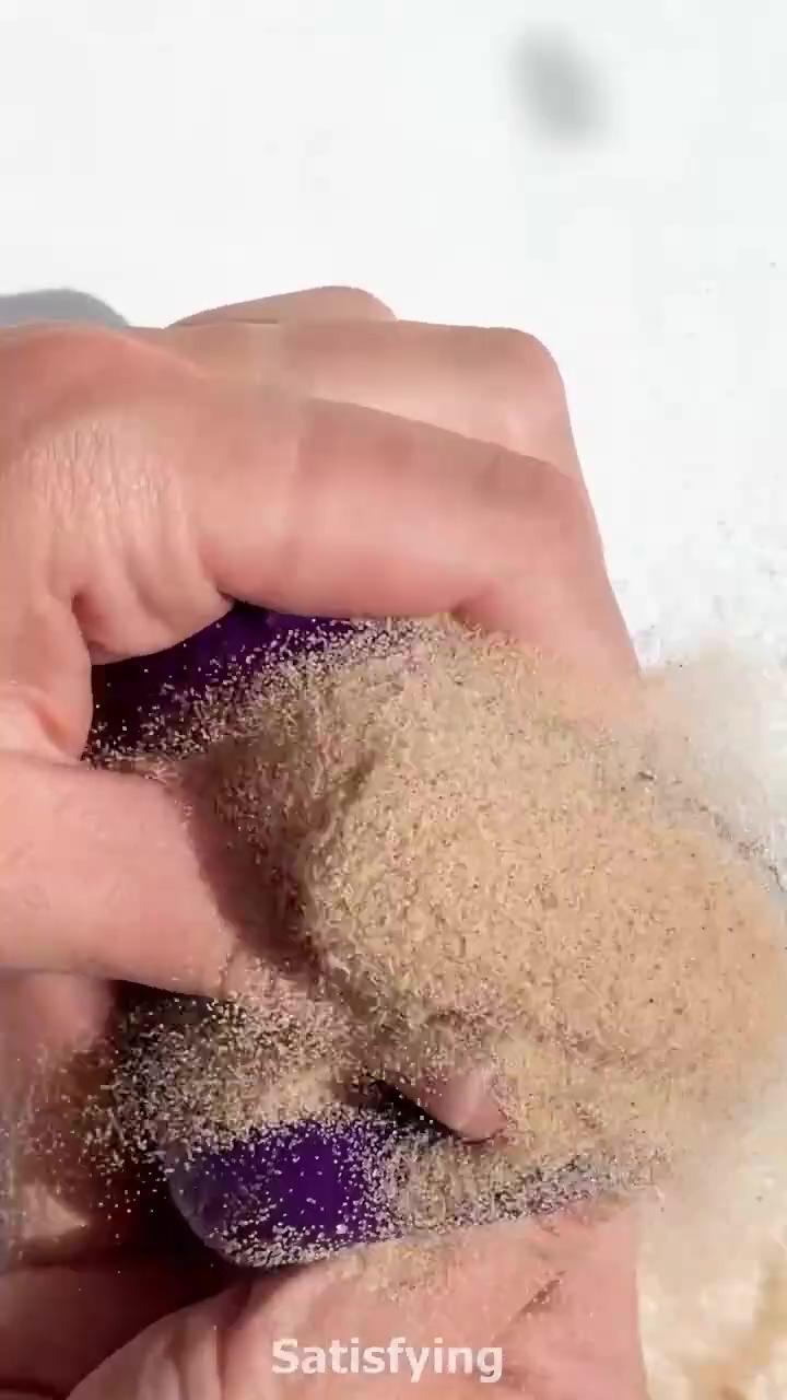 Oddly satisfying video cutting sand filled toy | text pranks