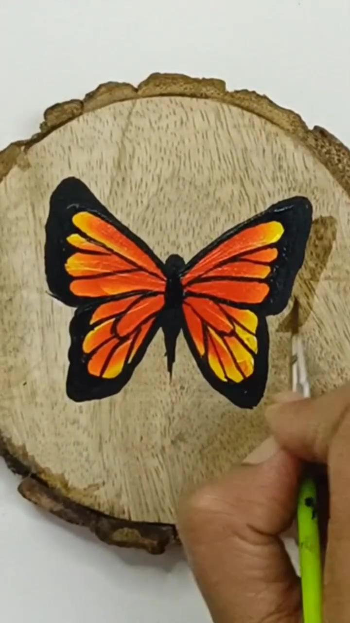 One stroke butterfly painting | leaf art painting, one stroke painting leaves by vanishreeart