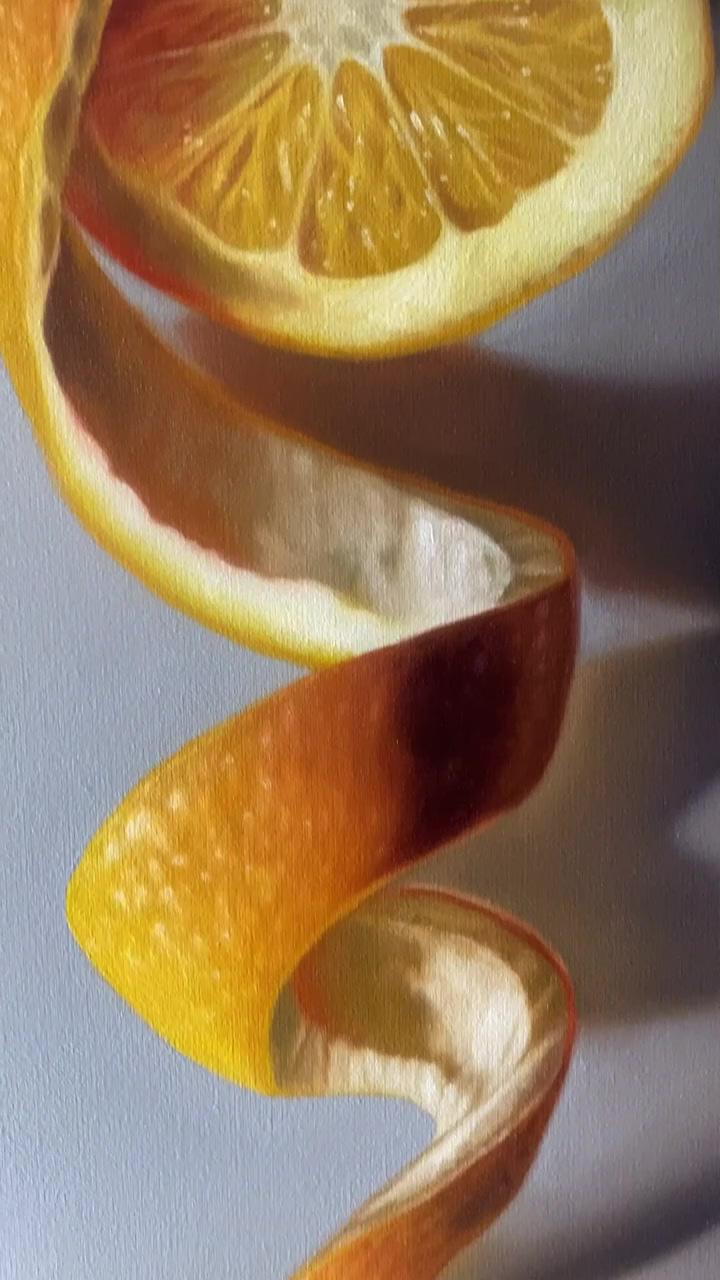 Orange twist, oil painting demo; watercolor dandelion painting