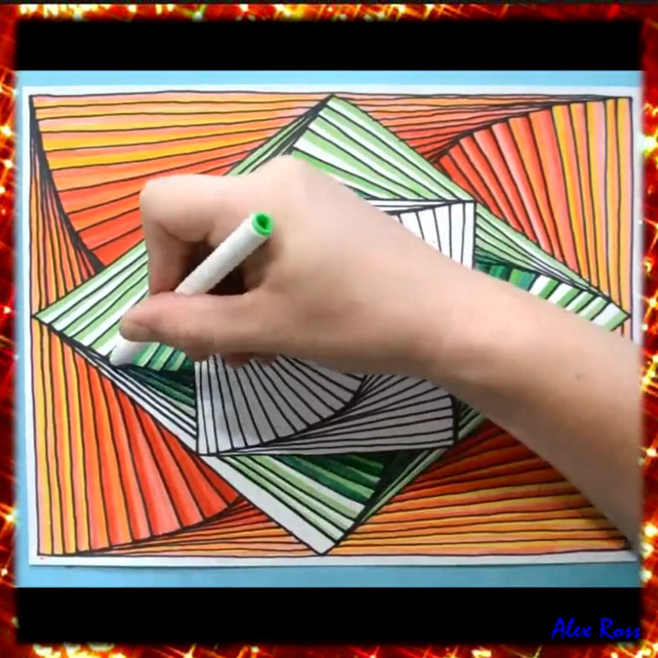 Overlapping 3d line illusion | 3d art drawing
