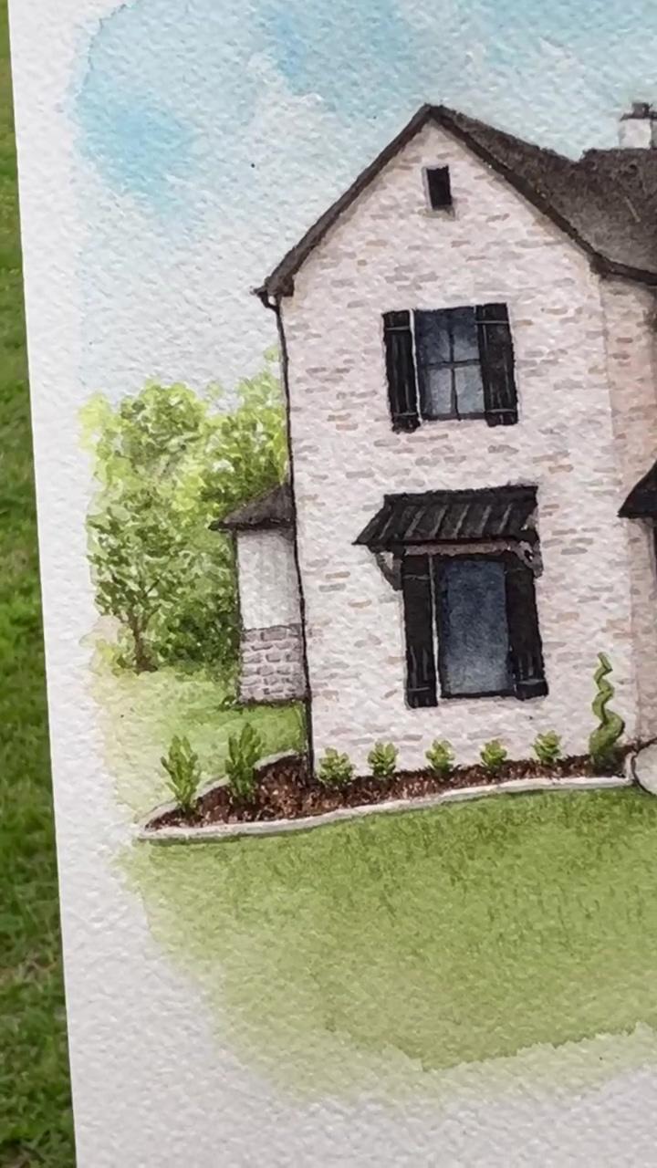 Painting a home, watercolor process | house portrait painting