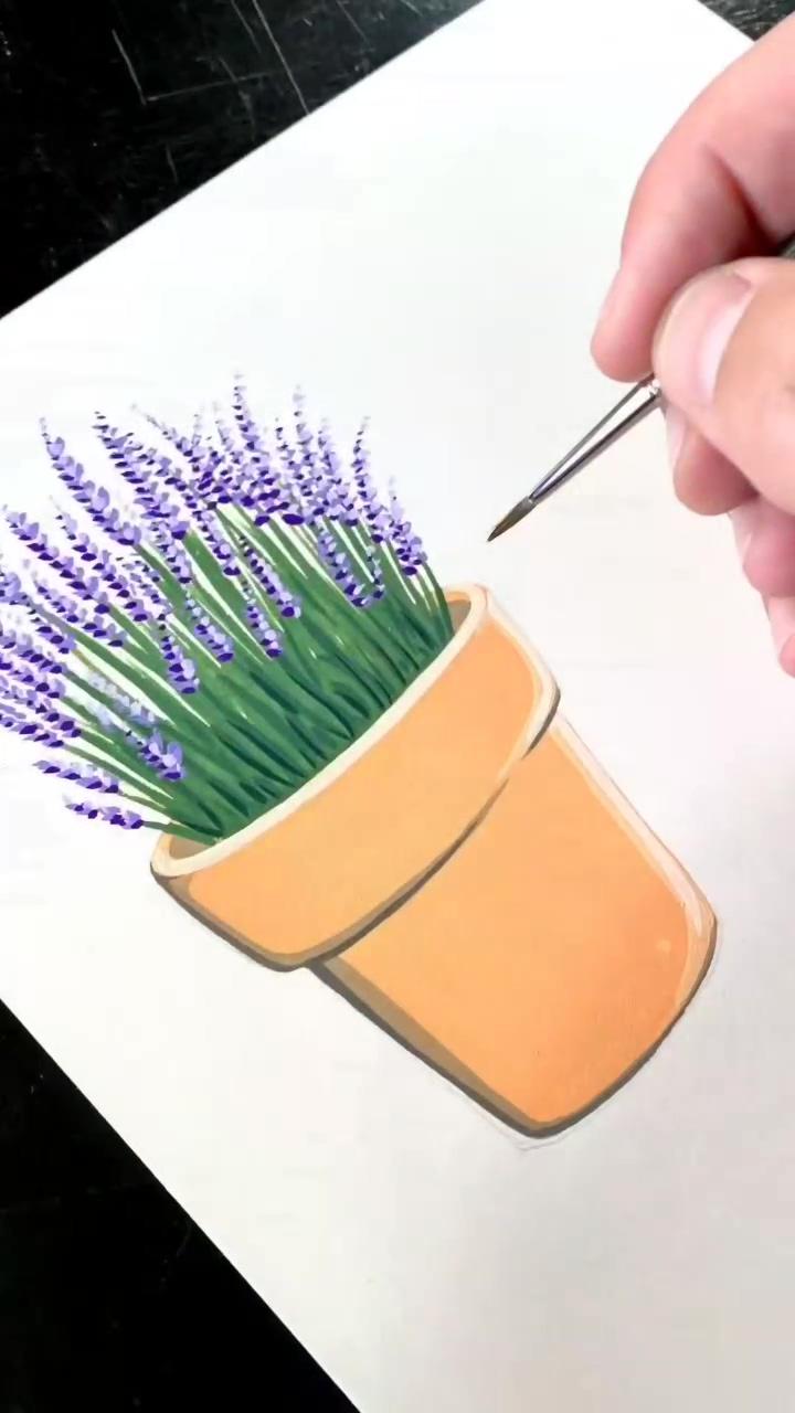 Painting lavender acrylic painting | how to draw a landscape painting -suitable for sketching beginners